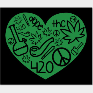 420 Green Heart Posters and Art
