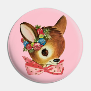 Cute Classic Reindeer Head with Bow Pin