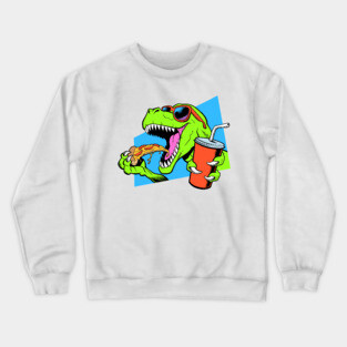Dinosaur eating pizza Crewneck Sweatshirt
