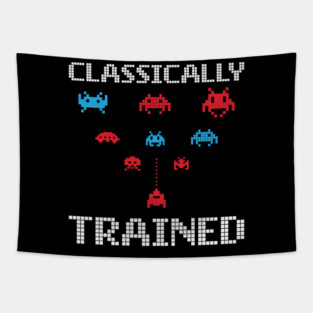 'Classically Trained' Funny 80's Video Game Icon Tapestry