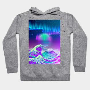 Great Wave off Kanagawa Synthwave AURORA Hoodie