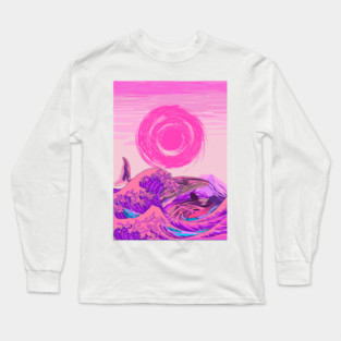 great wave off kanagawa whale orca Long Sleeve T-Shirt