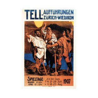 TELL AUFFUHRUNGEN ZURICH WIEDIKON 1907 Vintage Theater Poster T-Shirt