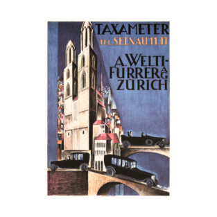 TAXAMETER A Welti-Furrer AG Zurich c1920 by Otto Morach Automobile Advert Poster T-Shirt