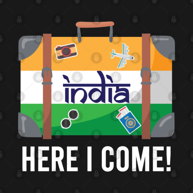 India Here I Come. India Travel India Flag Suitcase Design by alltheprints