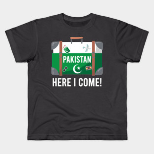 Pakistan here I come. Pakistani flag travel design Kids T-Shirt