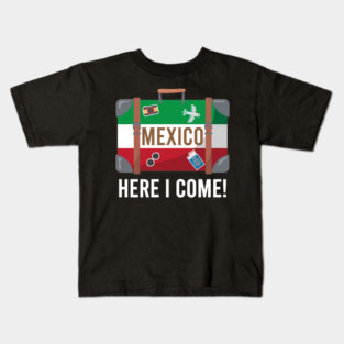 I love Mexico. Mexico flag suitcase travel design Kids T-Shirt