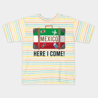 I love Mexico. Mexico flag suitcase travel design Kids T-Shirt
