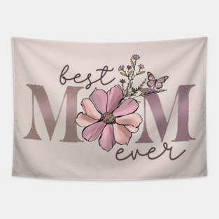Best Mom Ever Boho Floral Tapestry