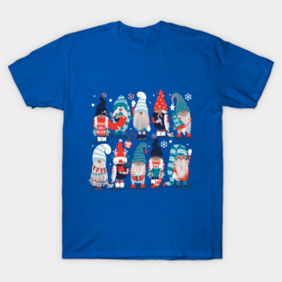 Let it gnome // spot blue background little Santa's helpers preparing for Classic Christmas T-Shirt