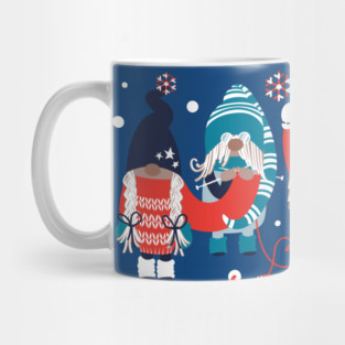 Let it gnome // spot blue background little Santa's helpers preparing for Classic Christmas Mug