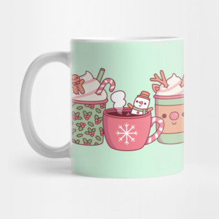 Classic Christmas Coffee Drinks Gingerbread Man, Snowman And Reindeer Mug