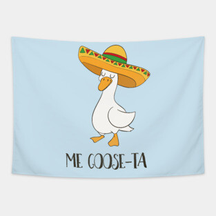 Me Goose-ta, Funny Spanish Goose - pun life Tapestry