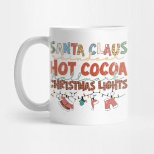 Santa Reindeer Hot Cocoa Christmas Lights Mug