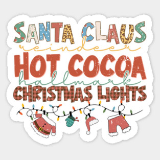 Santa Reindeer Hot Cocoa Christmas Lights Sticker