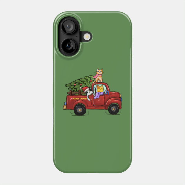 Cat Christmas Tree Gifts Phone Case by The WYLD Tribe