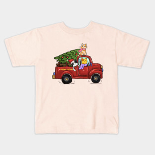 Cat Christmas Tree Gifts Kids T-Shirt
