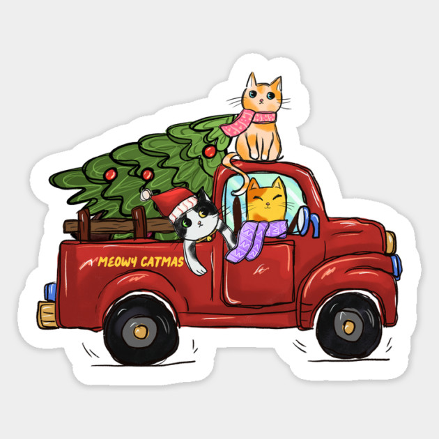Cat Christmas Tree Gifts Sticker by The WYLD Tribe