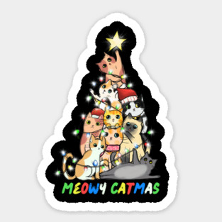 Meowy Catmas Cat Christmas Tree Sticker
