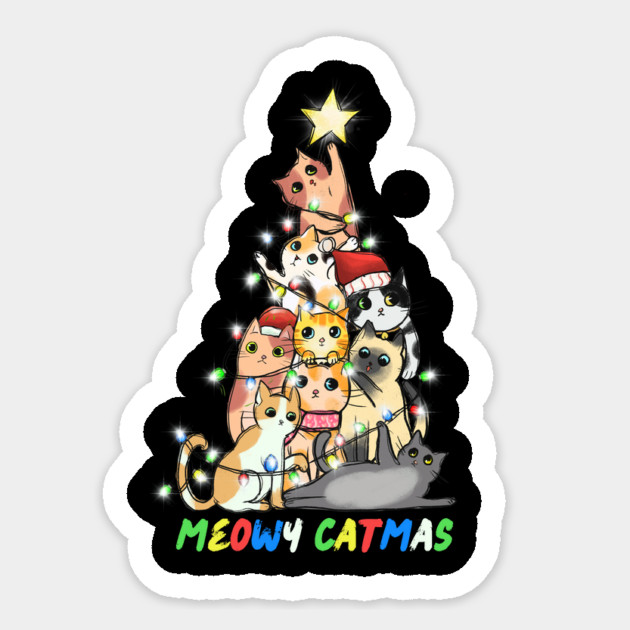 Meowy Catmas Cat Christmas Tree Sticker by The WYLD Tribe