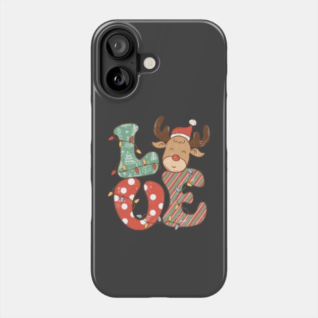 Love Reindeer Christmas Lights Phone Case by The WYLD Tribe