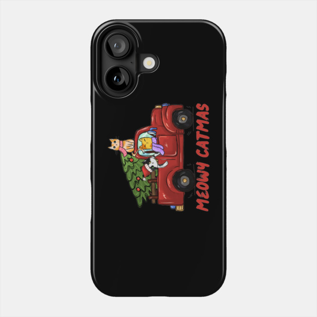 Meowy Catmas Cats Christmas Tree Trip Phone Case by The WYLD Tribe