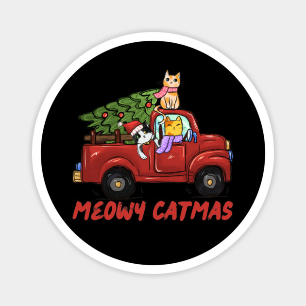 Meowy Catmas Cats Christmas Tree Trip Magnet by The WYLD Tribe