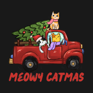 Meowy Catmas Cats Christmas Tree Trip T-Shirt