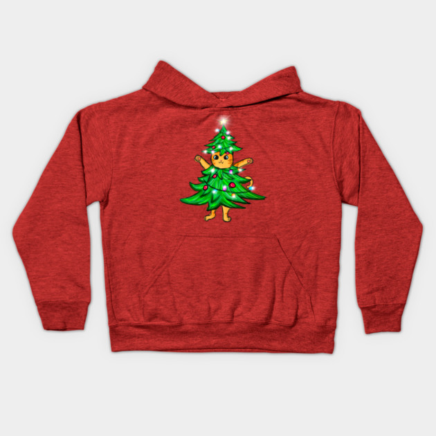 Cat Christmas Tree Kids Hoodie by The WYLD Tribe