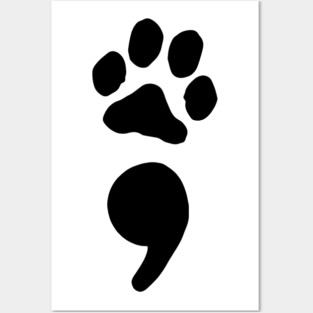 semicolon paw print (black) Posters and Art
