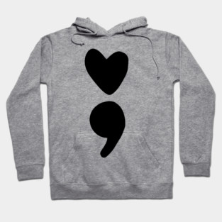 semicolon heart (black) Hoodie