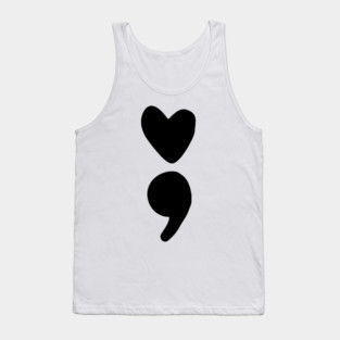 semicolon heart (black) Tank Top