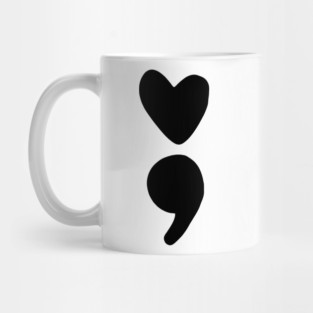 semicolon heart (black) Mug