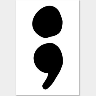 semicolon (black) Posters and Art