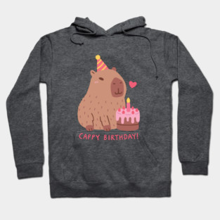 Cute Capybara And Cake, Happy Cappy Birthday Hoodie