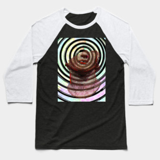 Spiral Glitch Art with Face Baseball T-Shirt