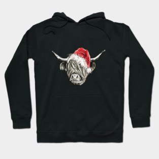 christmas highland cow Hoodie