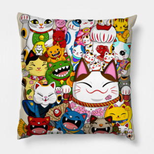 Maneki Neko (Lucky Cat) Collection Pillow