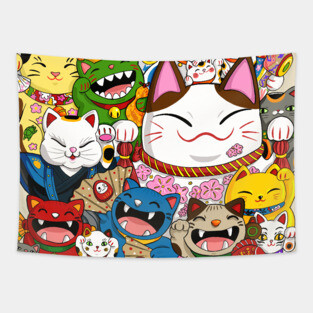 Maneki Neko (Lucky Cat) Collection Tapestry