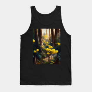 Yellow Flowers In Forest Tank Top