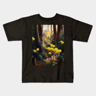 Yellow Flowers In Forest Kids T-Shirt