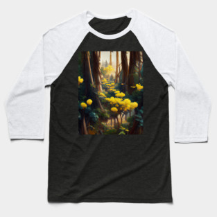 Yellow Flowers In Forest Baseball T-Shirt