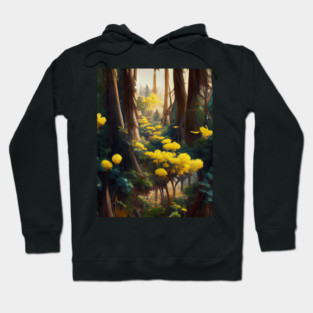 Yellow Flowers In Forest Hoodie