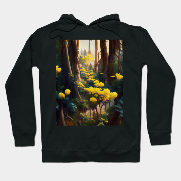 Yellow Flowers In Forest Hoodie by yangho