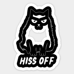 Hiss Off Cat Doodle Design Sticker