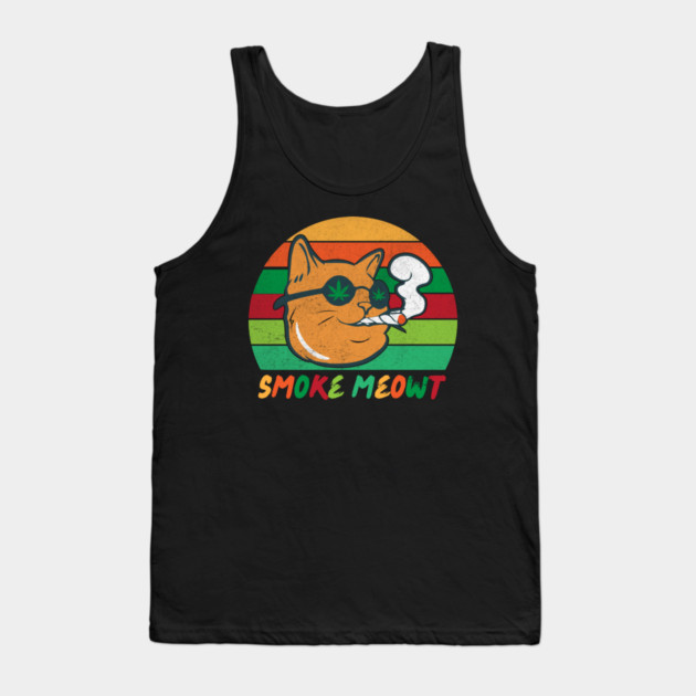 Retro Smoke Meowt Cat Meow Marijuana Tank Top by The WYLD Tribe