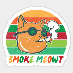 Retro Smoke Meowt Cat Meow Marijuana Sticker