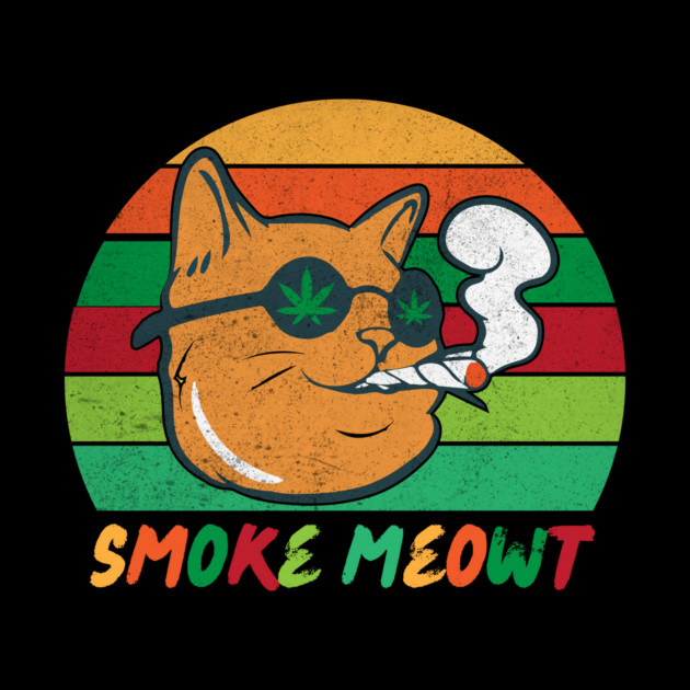 Retro Smoke Meowt Cat Meow Marijuana by The WYLD Tribe