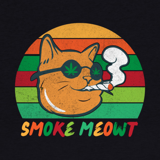 Retro Smoke Meowt Cat Meow Marijuana by The WYLD Tribe
