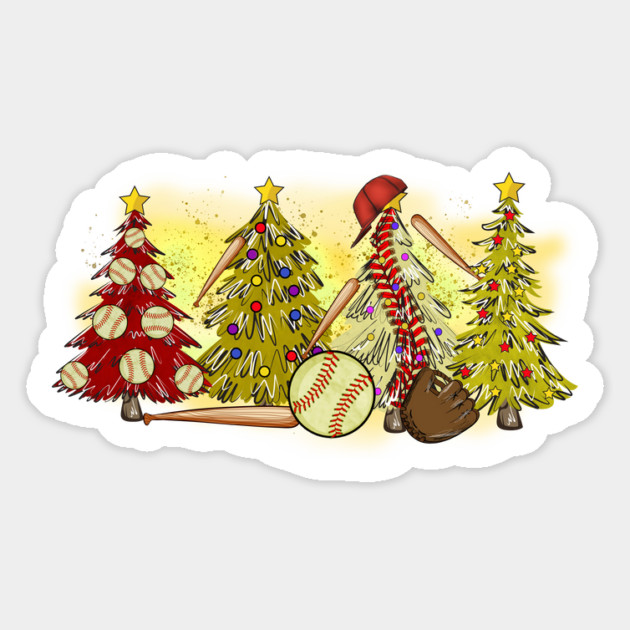 Baseball Christmas Trees Xmas Gift Magnet by The WYLD Tribe